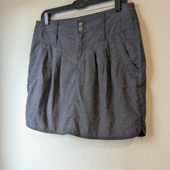 Prana Grey Pleated Hemp Blend Mid Rise Lizbeth Mini Skirt Casual Travel - Picture 5 of 10